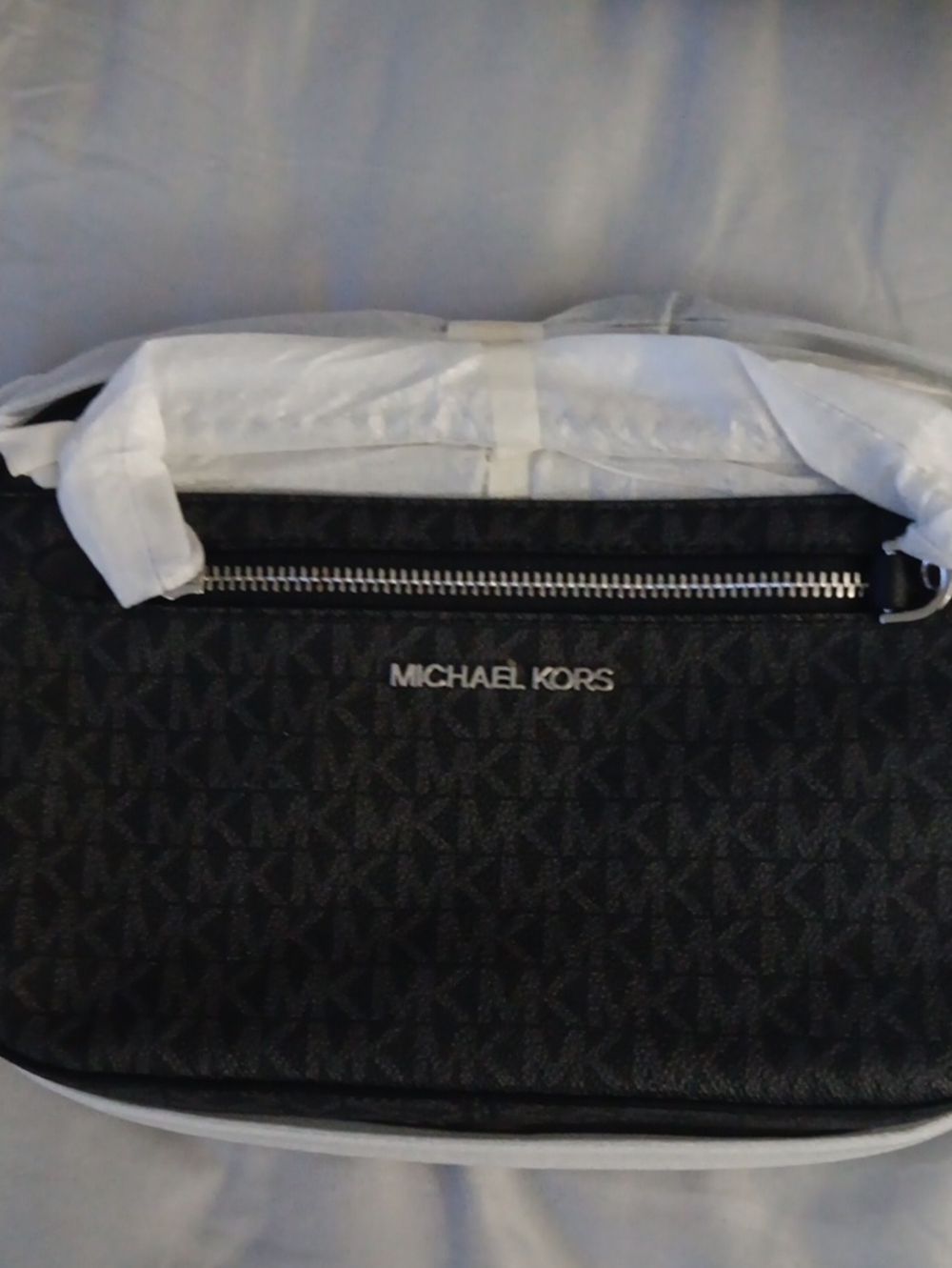 Michael Kors Black Logo Belt Bag with Silver Hardware